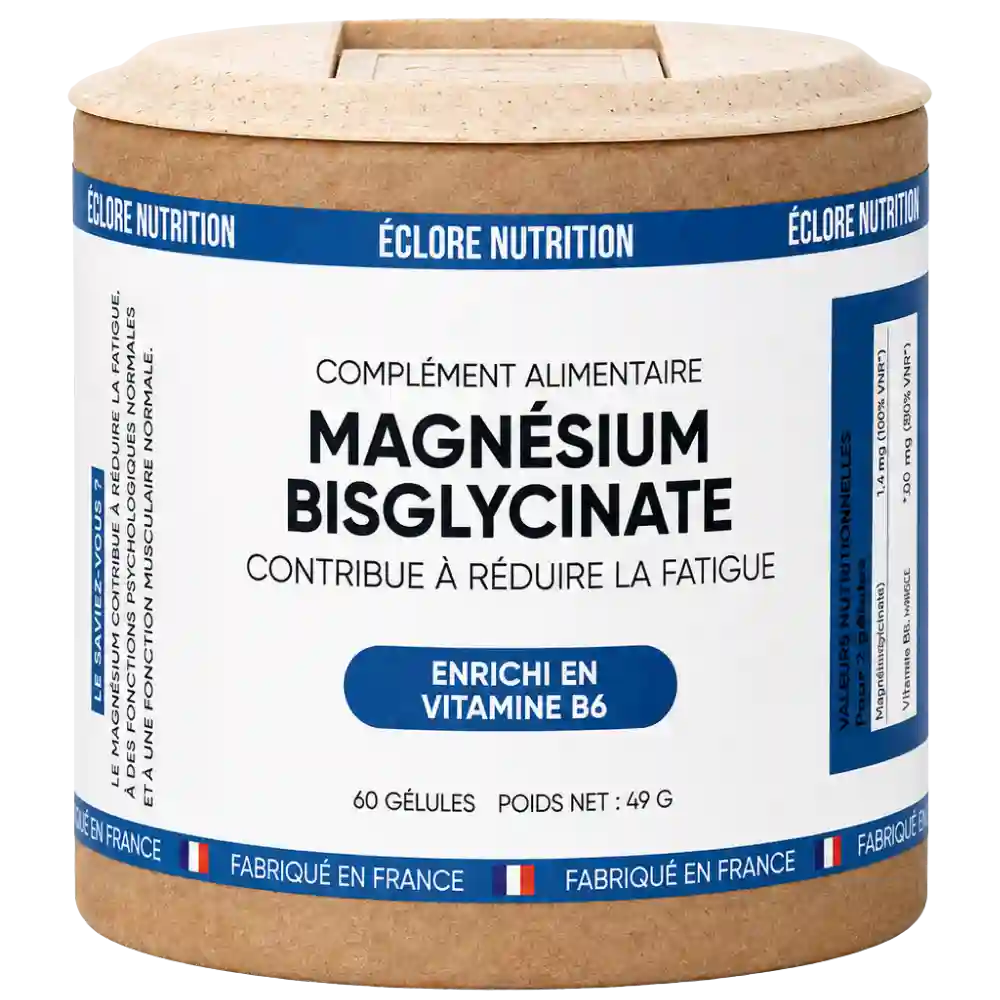 Magnésium Bisglycinate + Vitamine B6 – Complément alimentaire contre la fatigue
