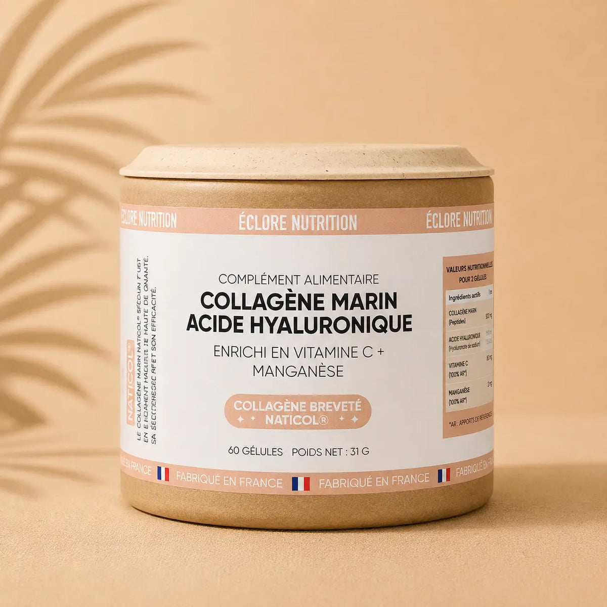 Complément Alimentaire Collagène Peau – Collagène Marin + Acide Hyaluronique + Vitamine C – Gélules